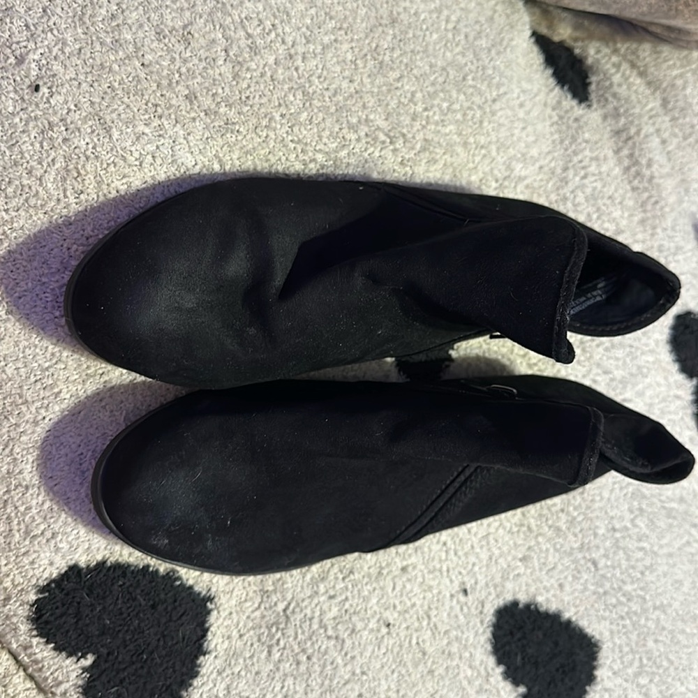 time and tru, black heel mini boots. never worn.